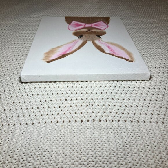 Original 8x10 Bunny Painting • Pink Bow • Cute Cottagecore Wall Art Whimsical - Picture 5 of 8